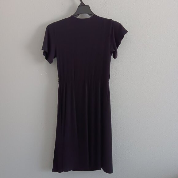 Susan Graver Regular Liquid Knit Faux Wrap Dress - Black Sz S a64628 - Picture 5 of 5